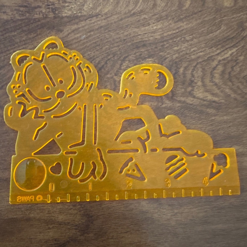 Garfield Stencil Ruler Orange Plastic Paws Inc Food Shapes 4 Inch Retro 1990s